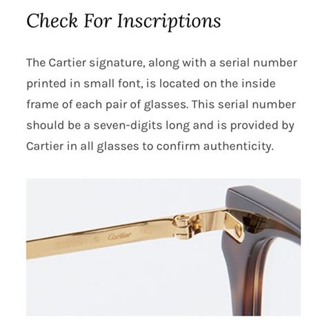 cartier glasses serial number|check cartier serial number online.